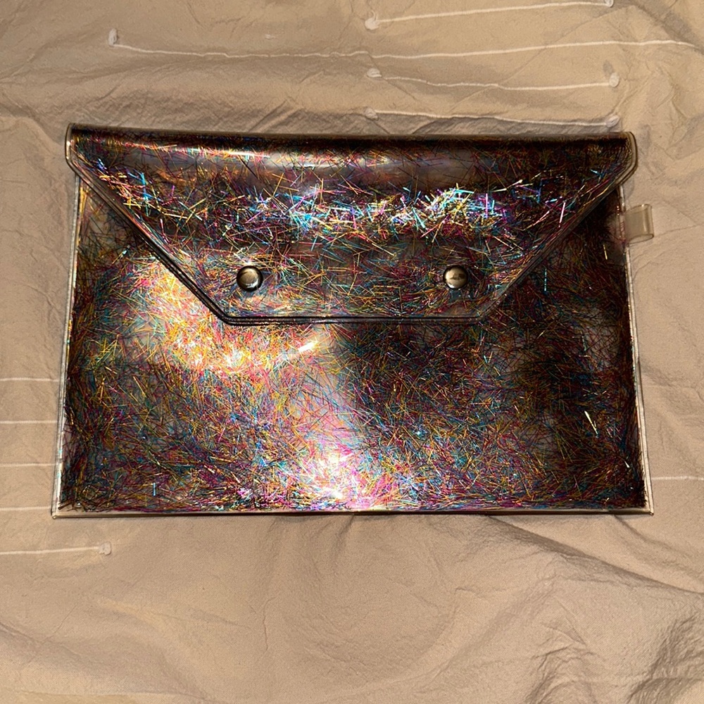 Metallic String Confetti Envelop Clutch - image 1